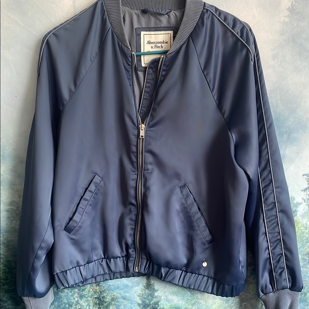 Abercrombie & Fitch Blue Satin Bomber Jacket